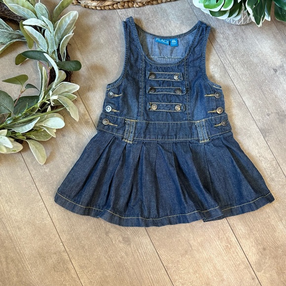 Vintage Childen’s Place Toddler Girl Denim Jumper Overalls Dress Size 24 Months - Picture 8 of 12